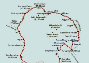 Manaslu Map - Aroma Nepal Treks